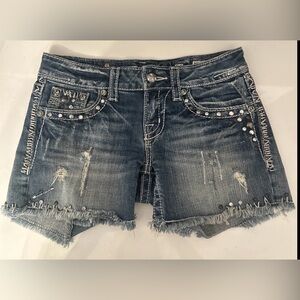 Miss Me Shorts 26 Denim Rhinestone Studs 26 X 4.5" JE5463H2 Embellished Y2K